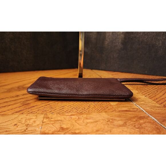 Coach Corner Brown Cross Grain Leather Wristlet - Picture 6 of 8